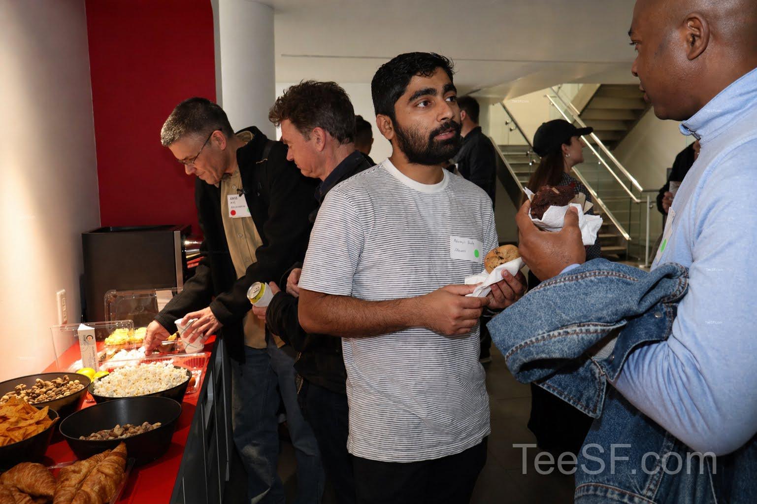 A photo from a pitch night event at Tesla in San Francisco.